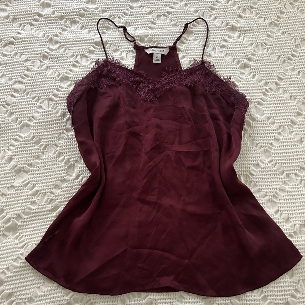 Nine West Red Asymmetrical Camisole Top